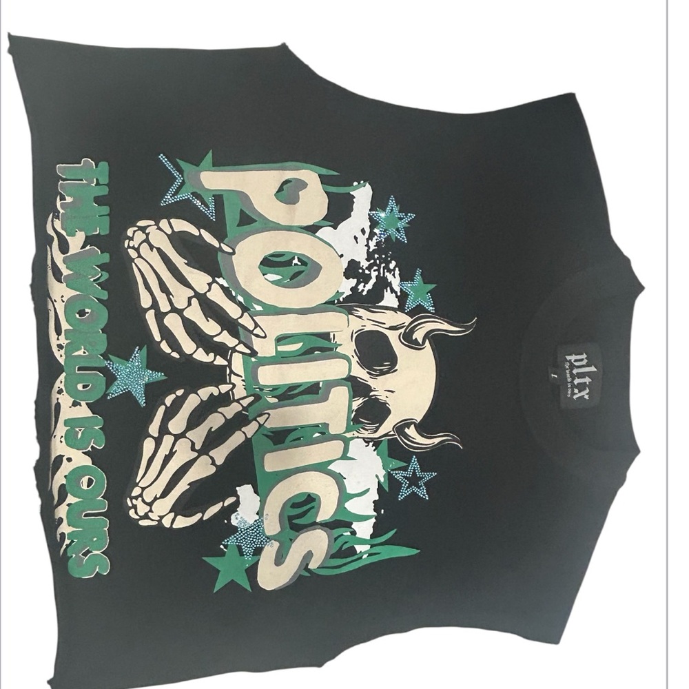 Black Graphic Tee with Skeleton Design